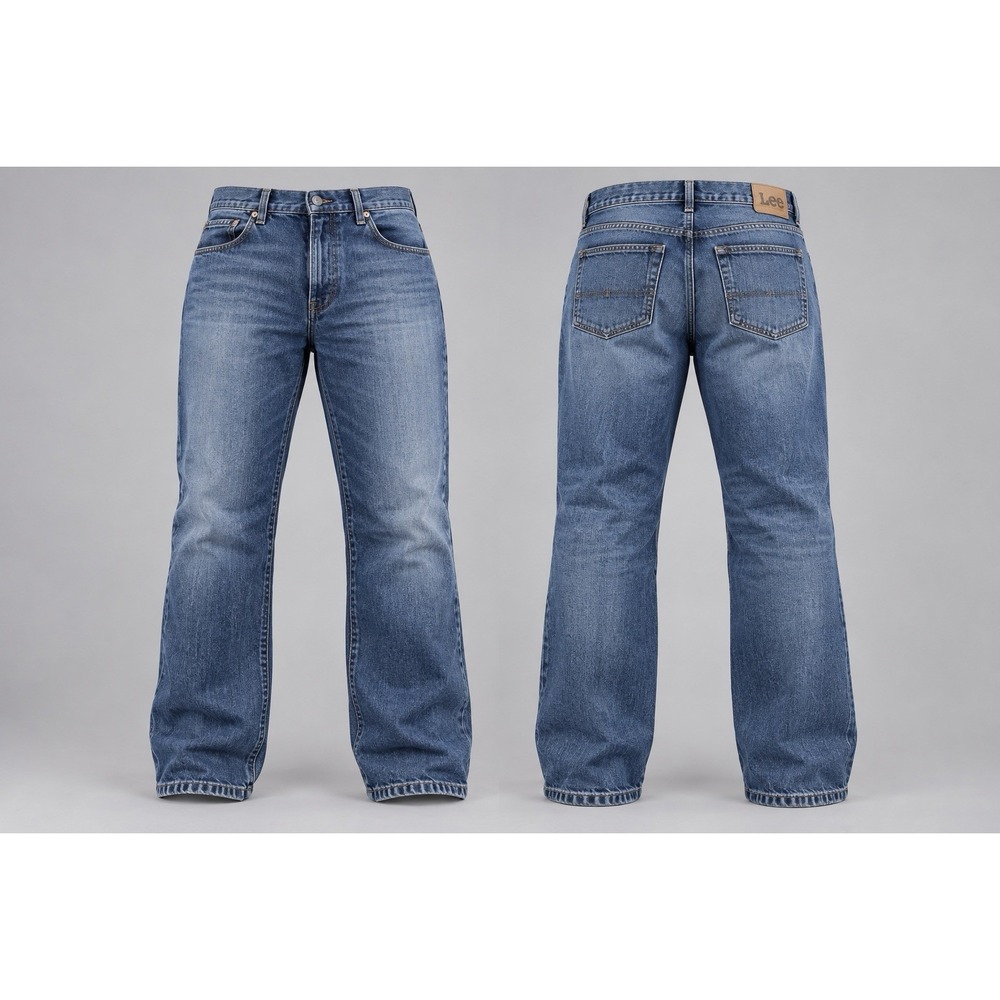 Calvin Klein Jeans Mens Sz 40 Blue Relaxed Straight Faded WhiskerDenim Baggy